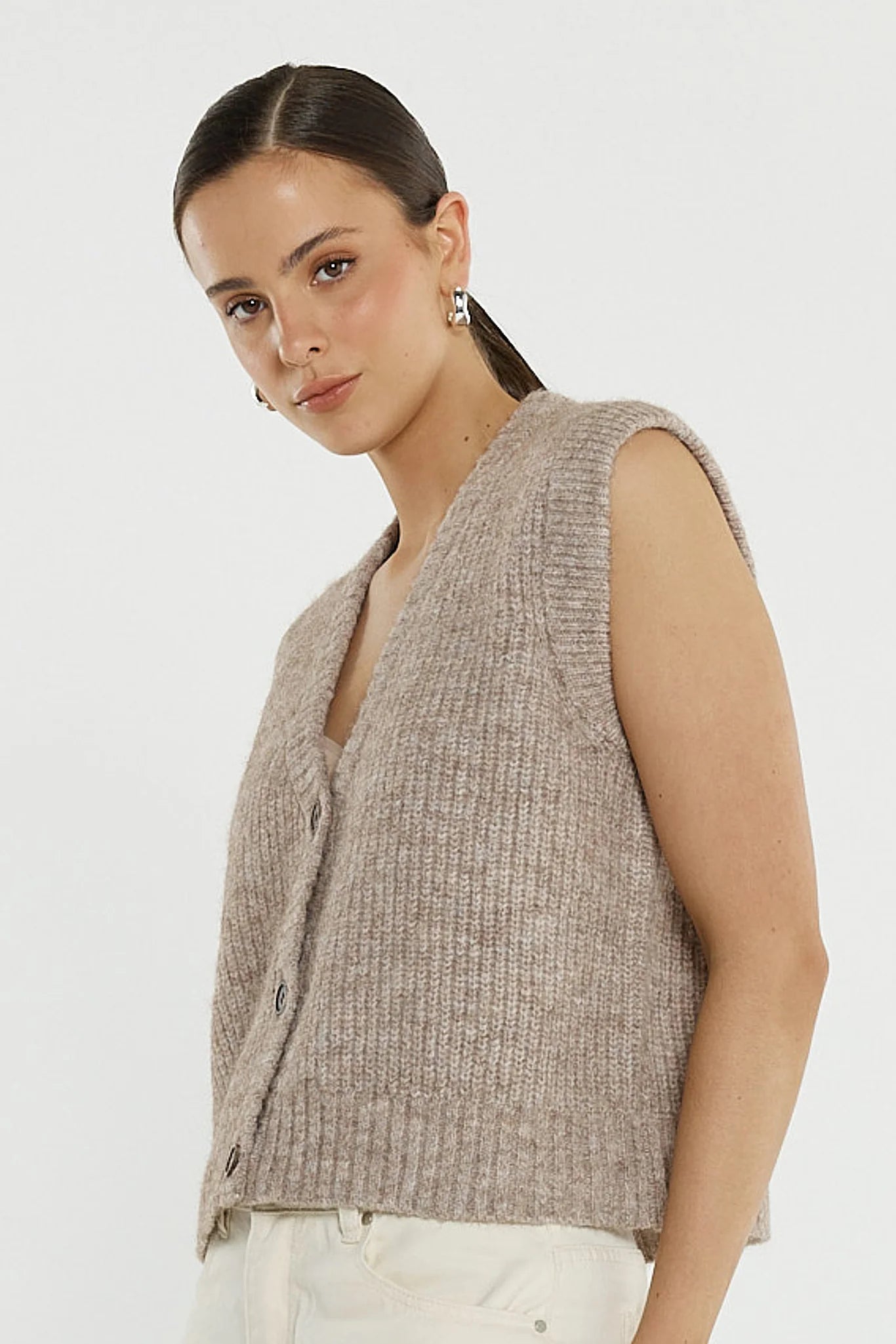 Lil Button Vest Fawn