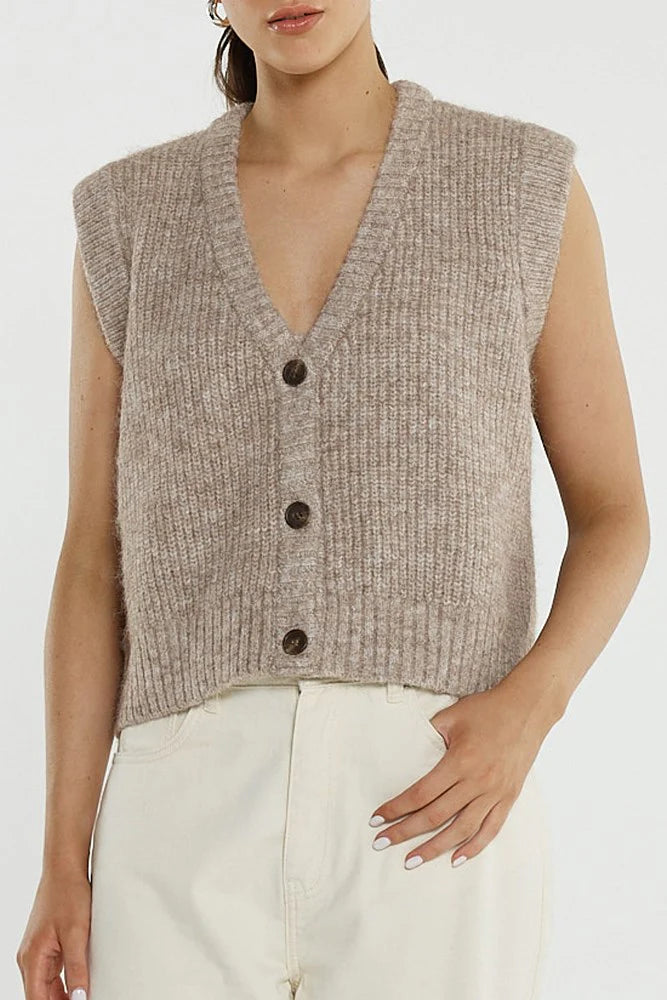 Lil Button Vest Fawn