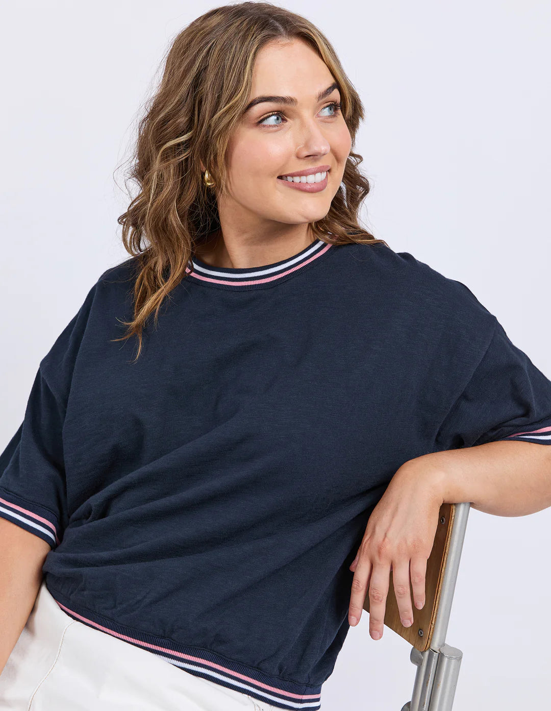 Faye Short Sleeve Sweat Dark Sapphire