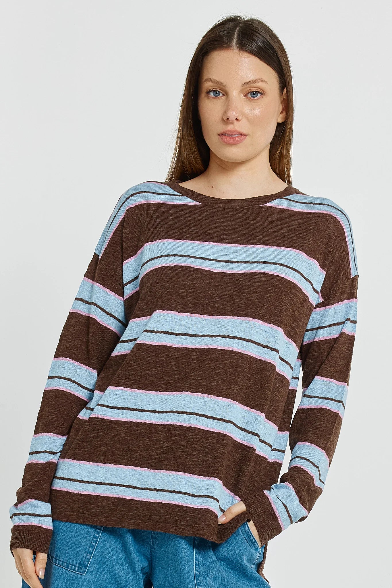 Natasha Knit Top Chocolate Stripe