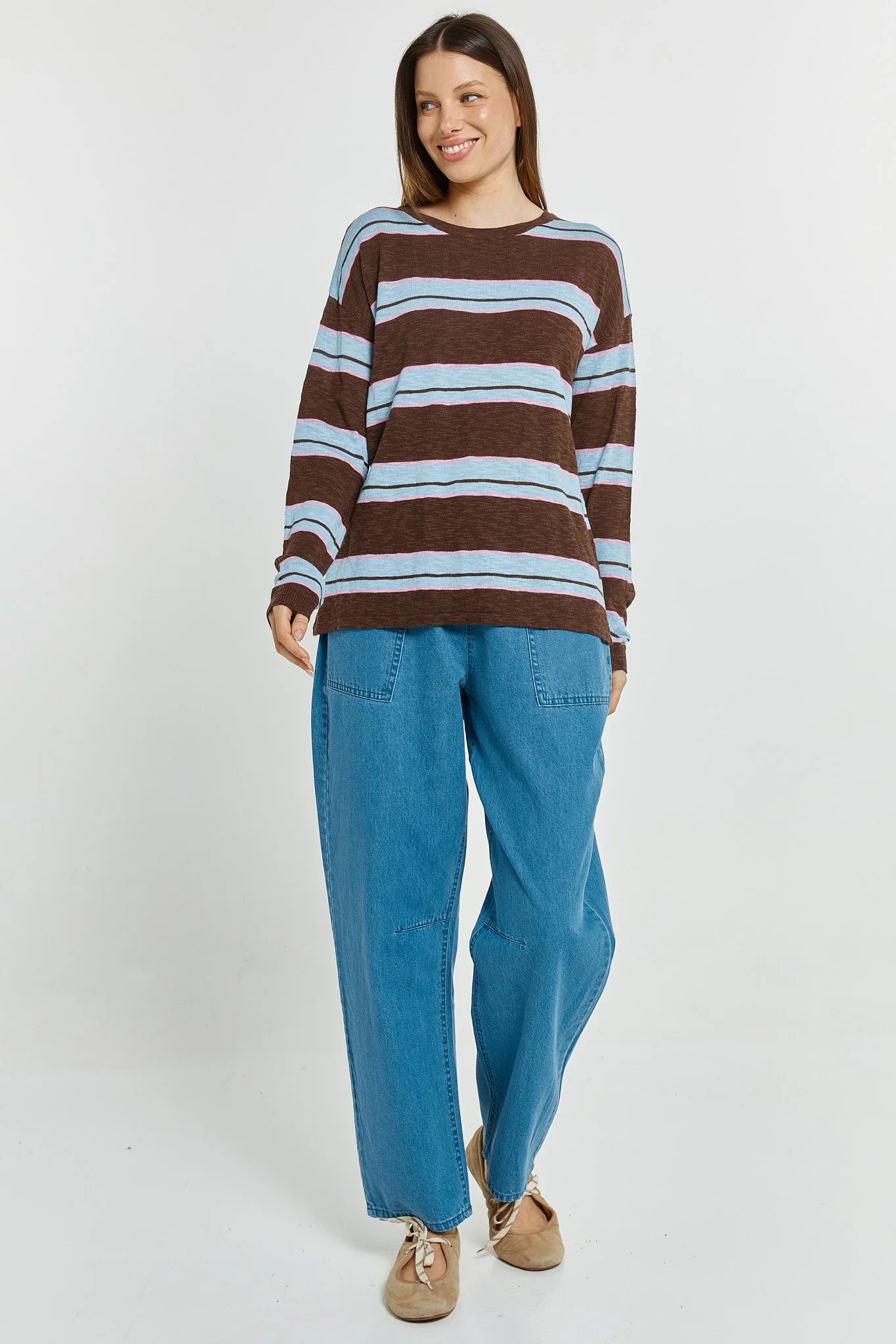 Natasha Knit Top Chocolate Stripe