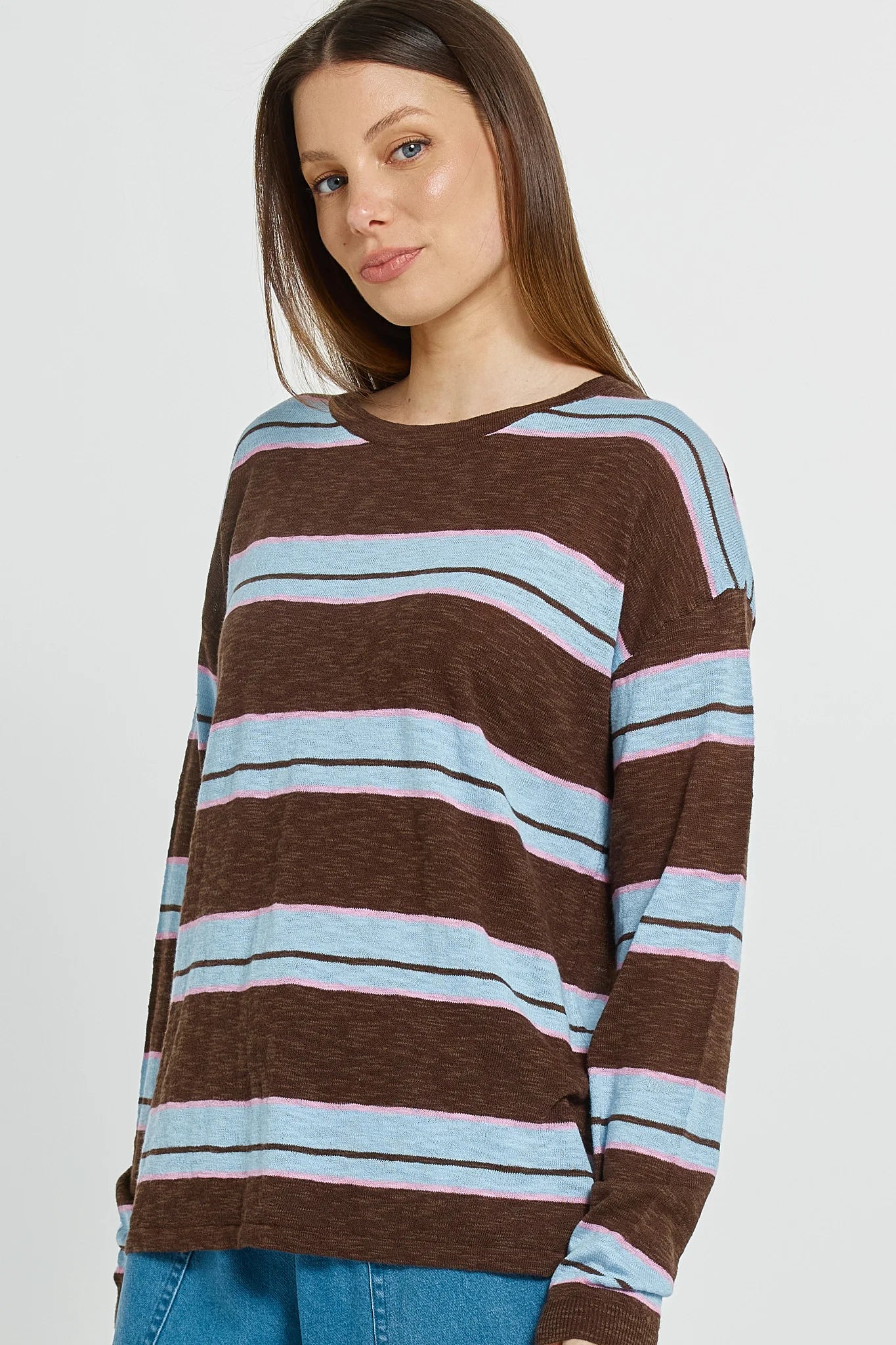 Natasha Knit Top Chocolate Stripe