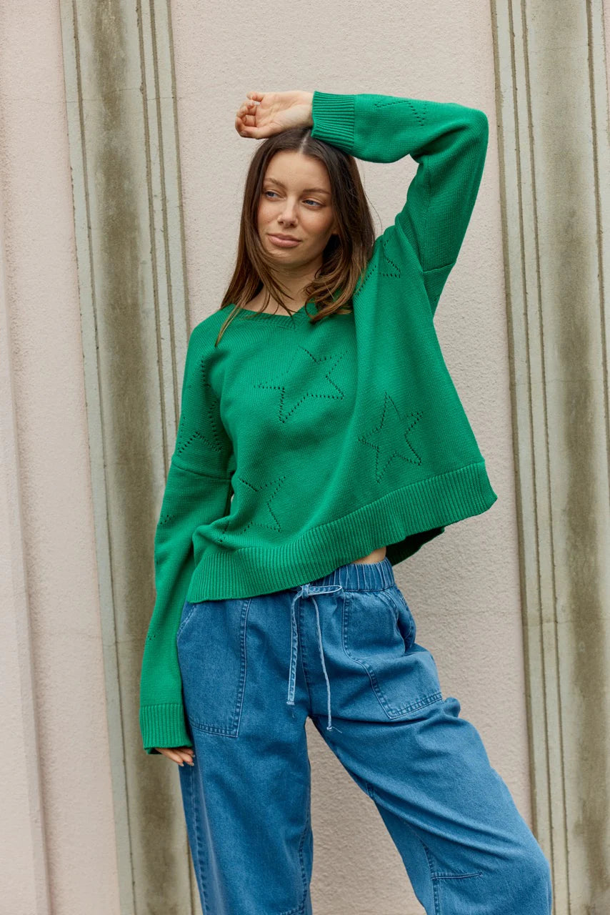 Selene Star Sweater Green