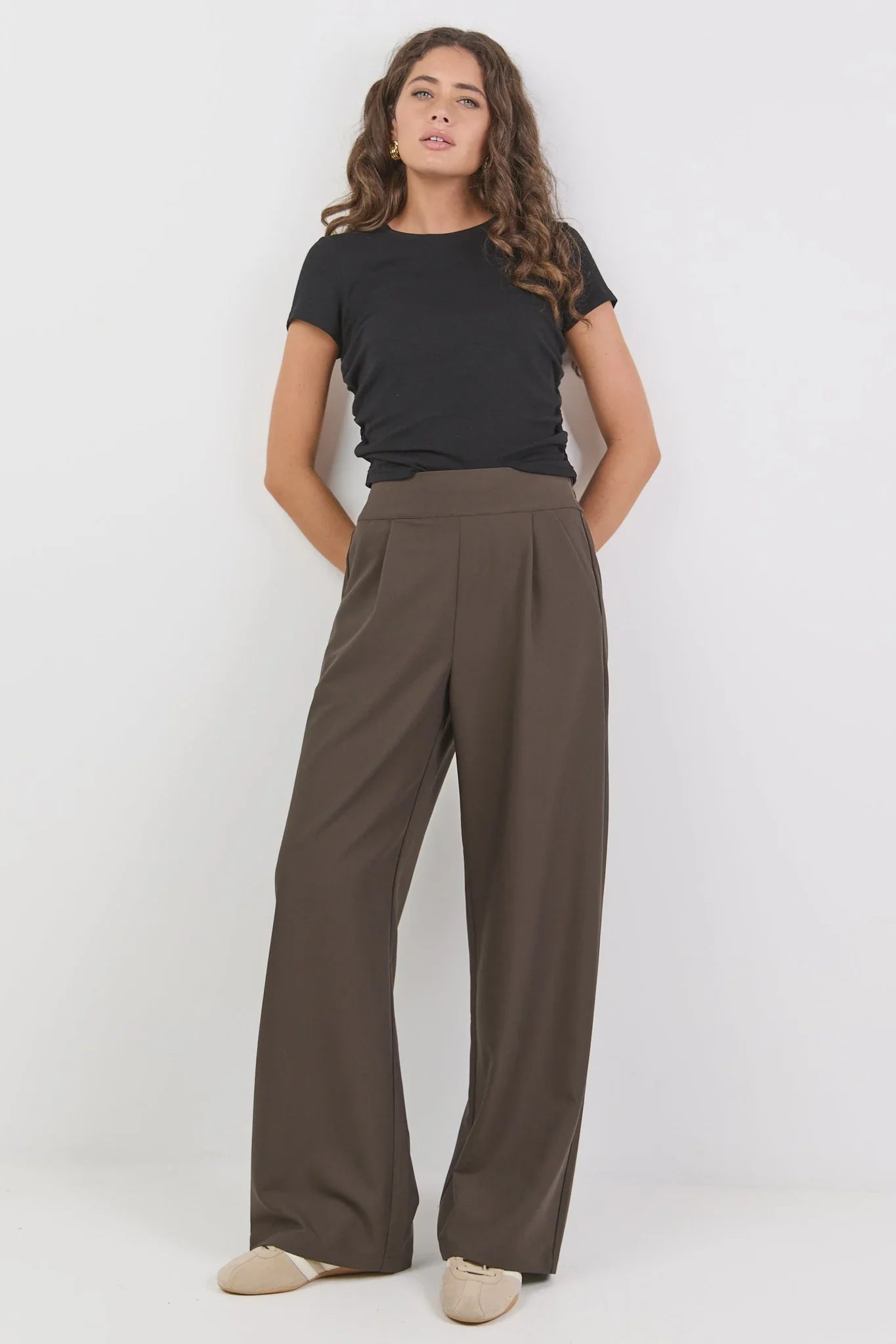 Instinctive Dark Chocolate Wide
Leg Elastic Back Pants