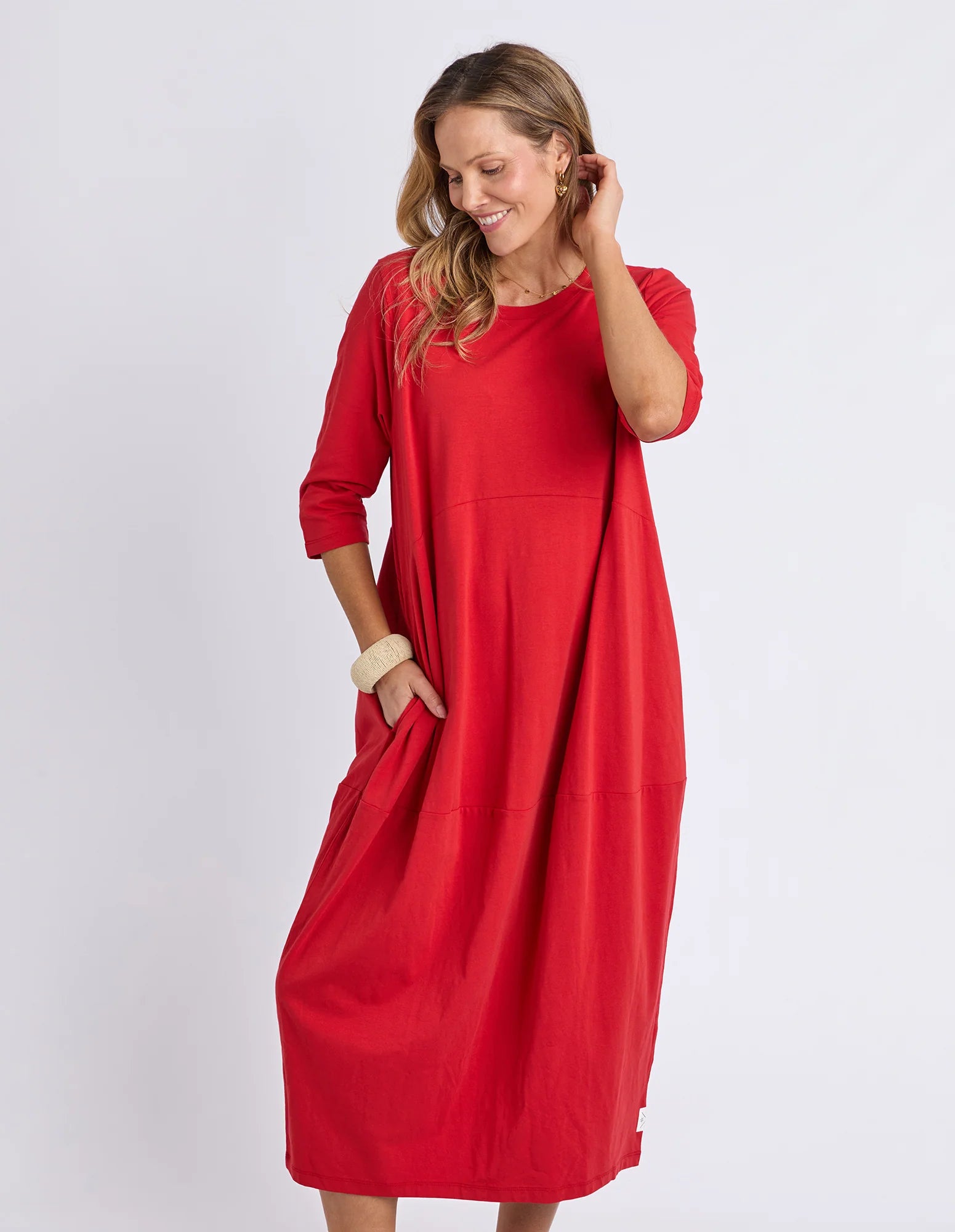 Diana Dress 3/4 Sleeve Cranberry
