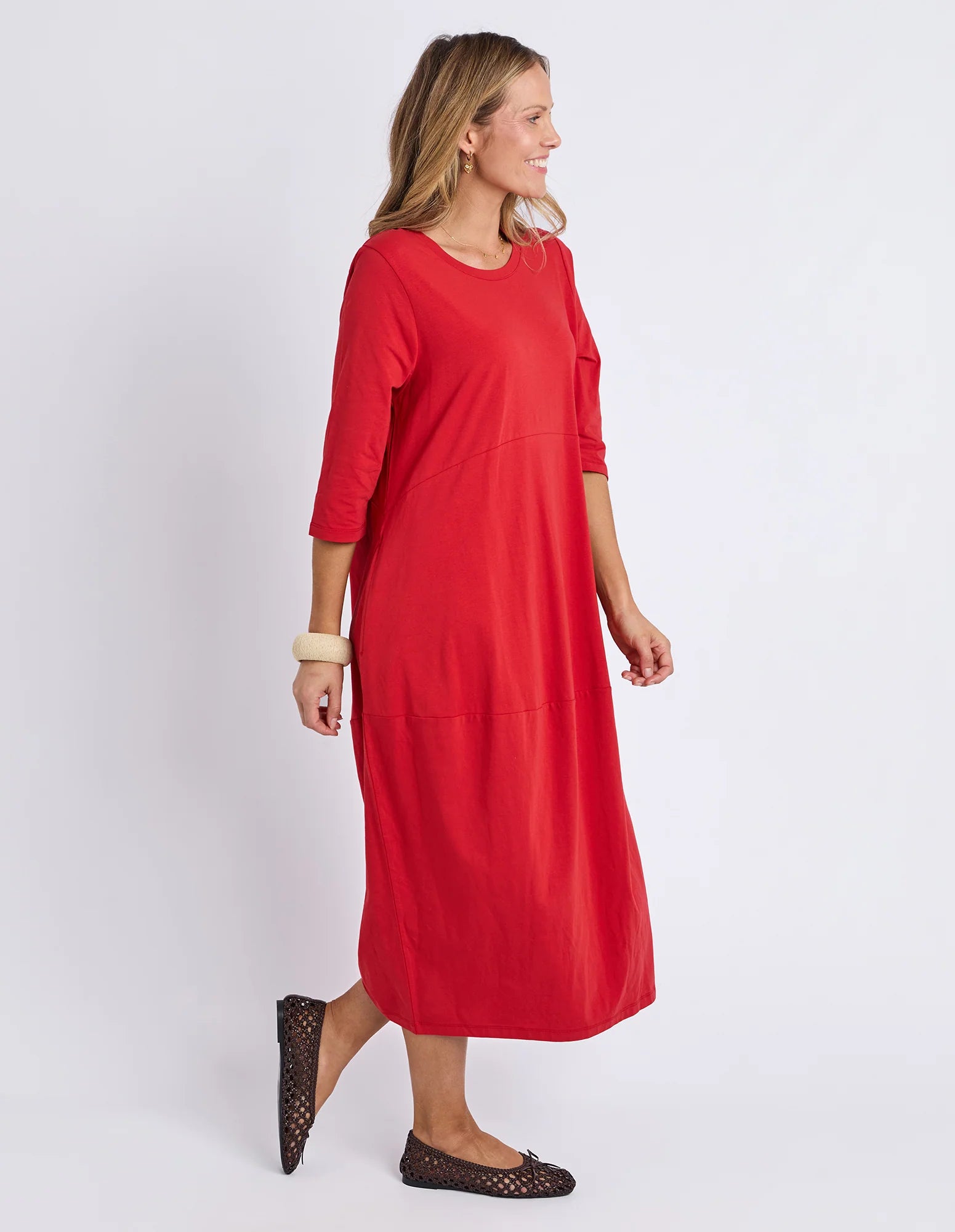 Diana Dress 3/4 Sleeve Cranberry