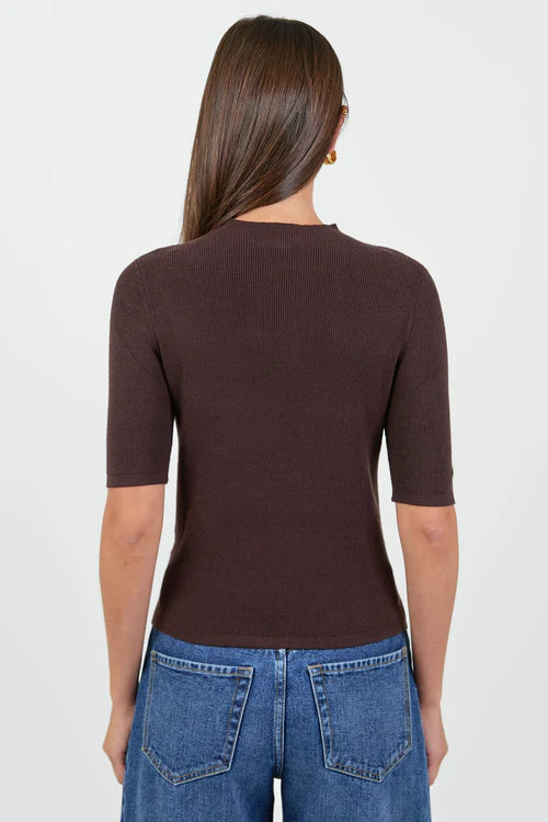 Contour Chocolate Funnel Neck Short Sleeve