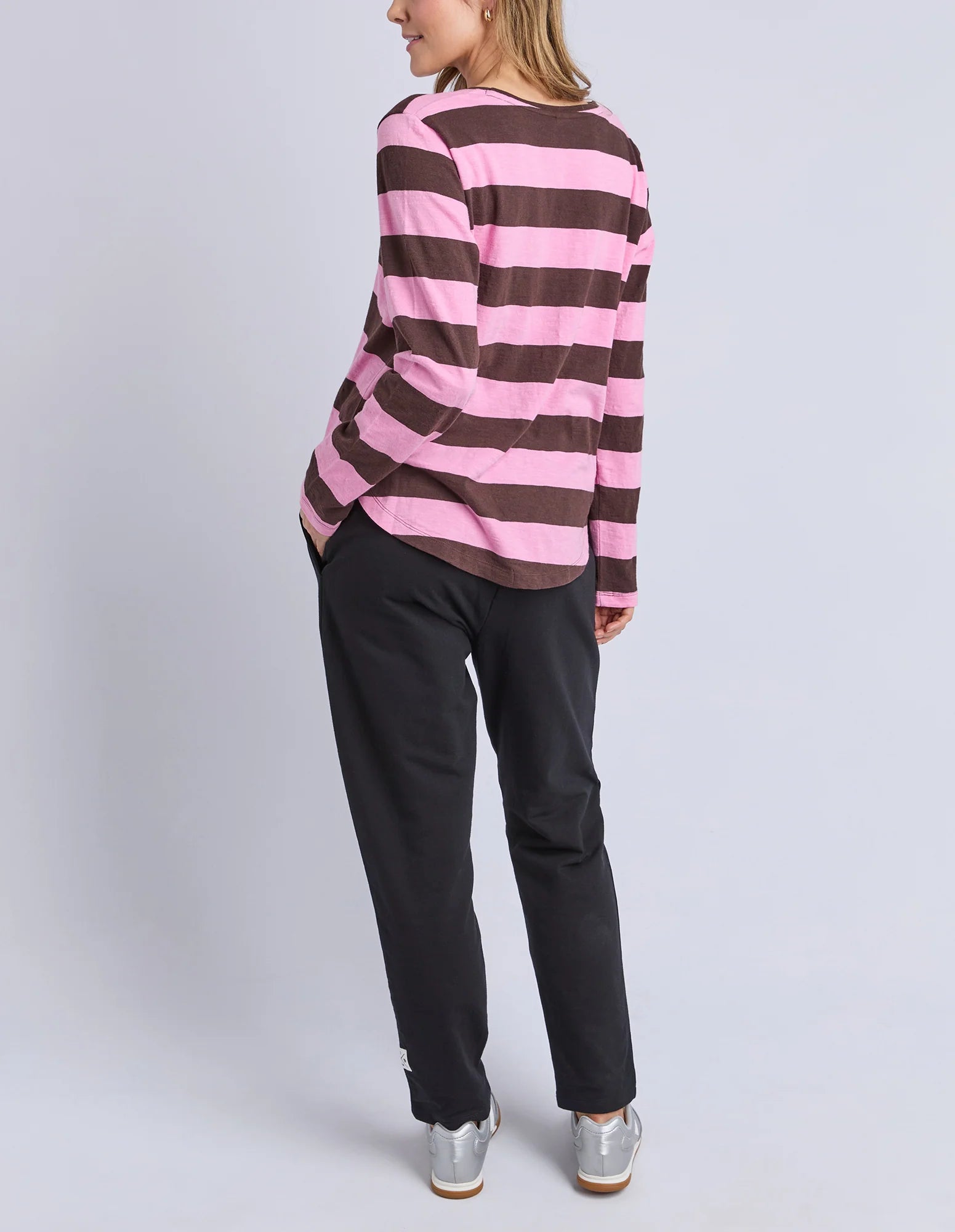 Spritz Stripe Long Sleeve Tee Coffee/Pink