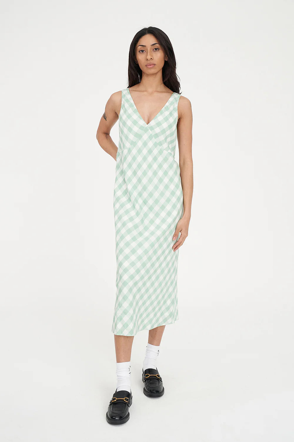 Celine Midi Dress Matcha/Chalk