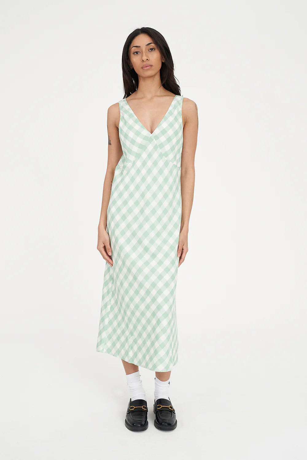 Celine Midi Dress Matcha/Chalk