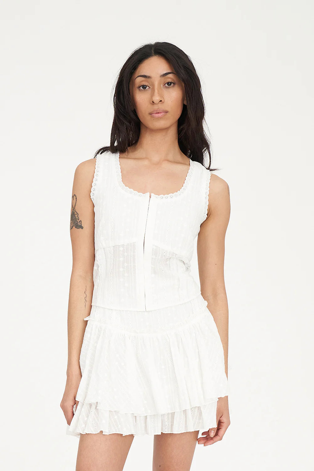 Broderie Bodice Top Chalk