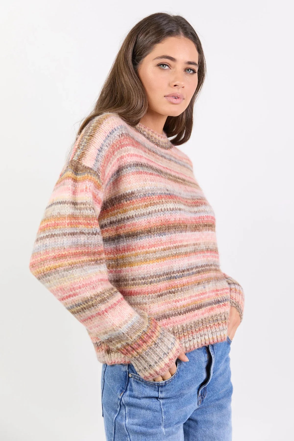Arbitrary Rose Multi Space Dye Crewneck Jumper