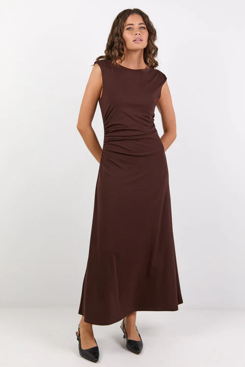 Envelope Chocolate Sleeveless Knit Maxi Dress