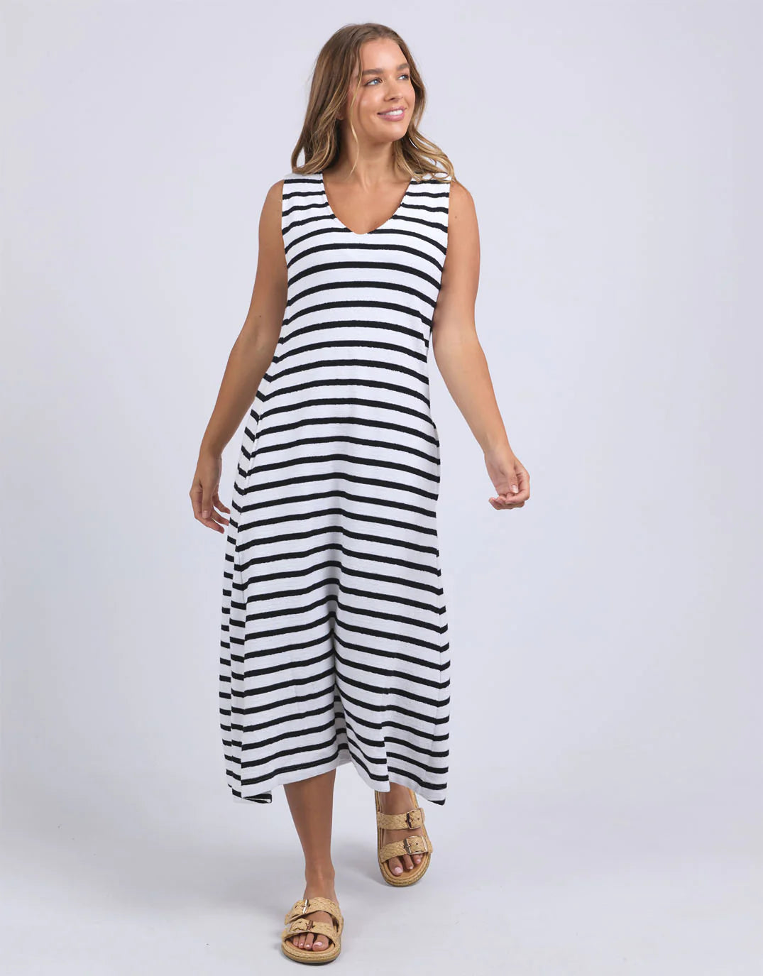 Aspen Stripe Dress White