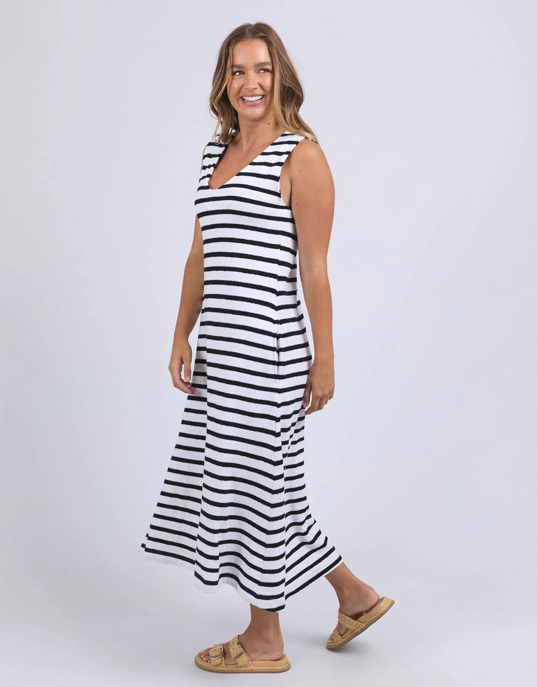 Aspen Stripe Dress White