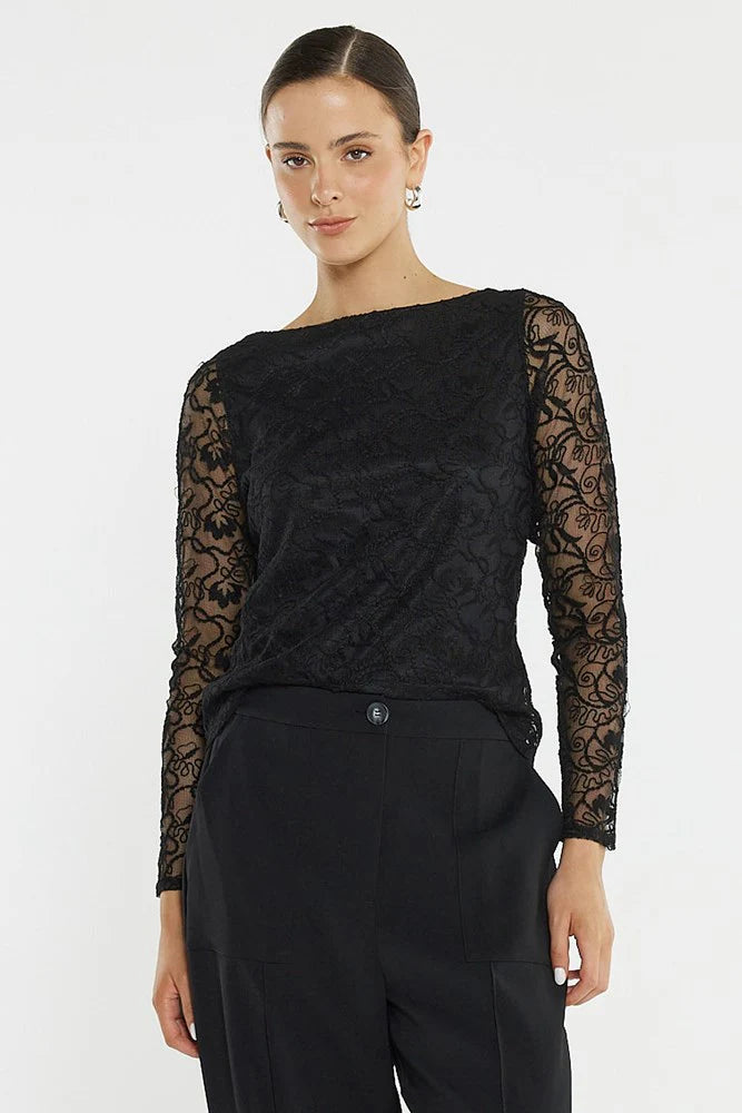 Effie Mesh Top Black