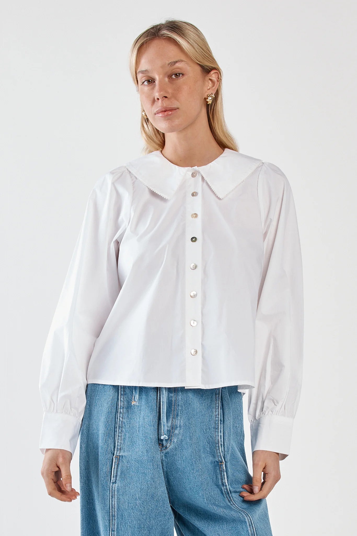 Gypsy Large Collared Shirt White