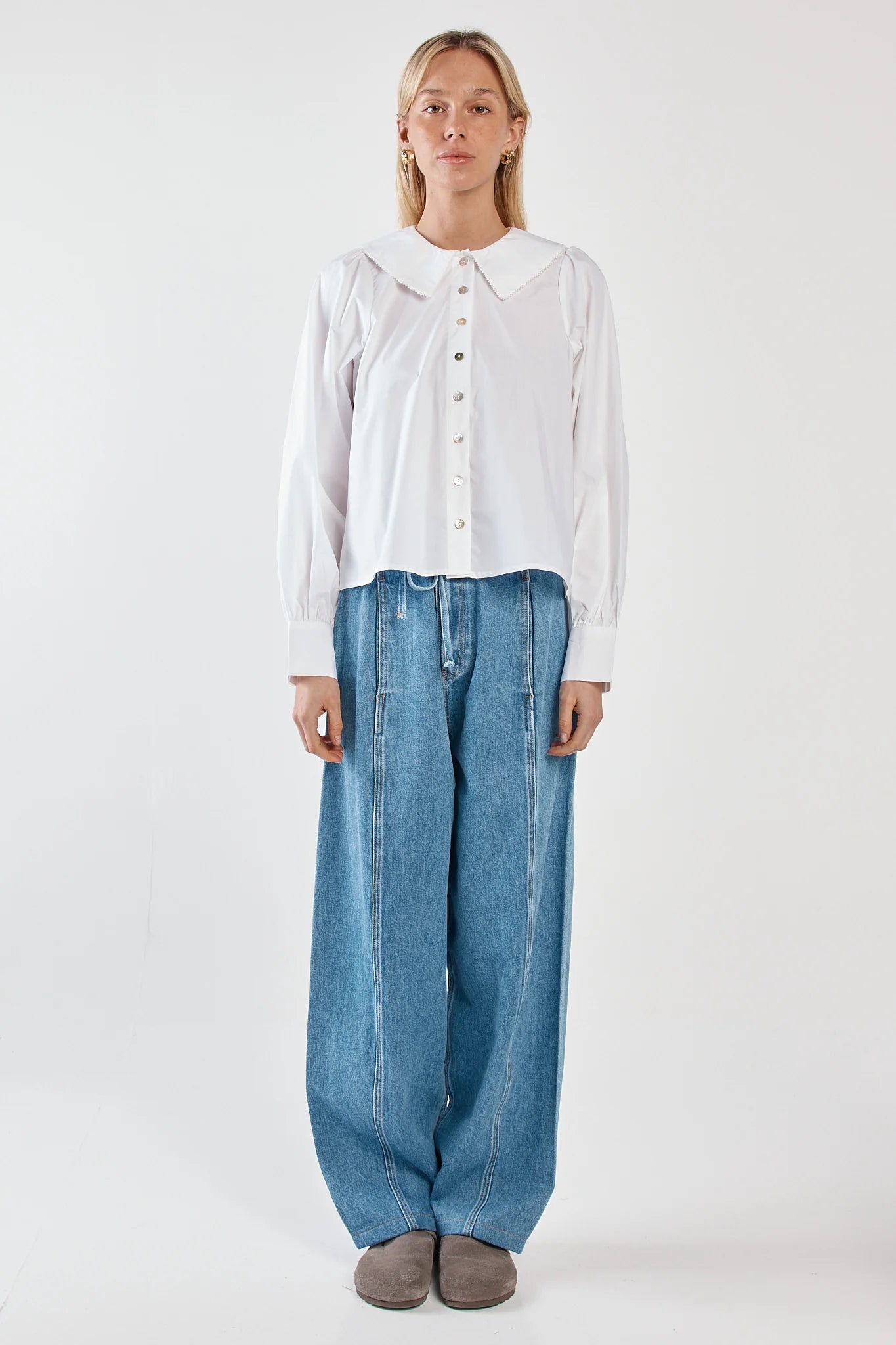 Gypsy Large Collared Shirt White