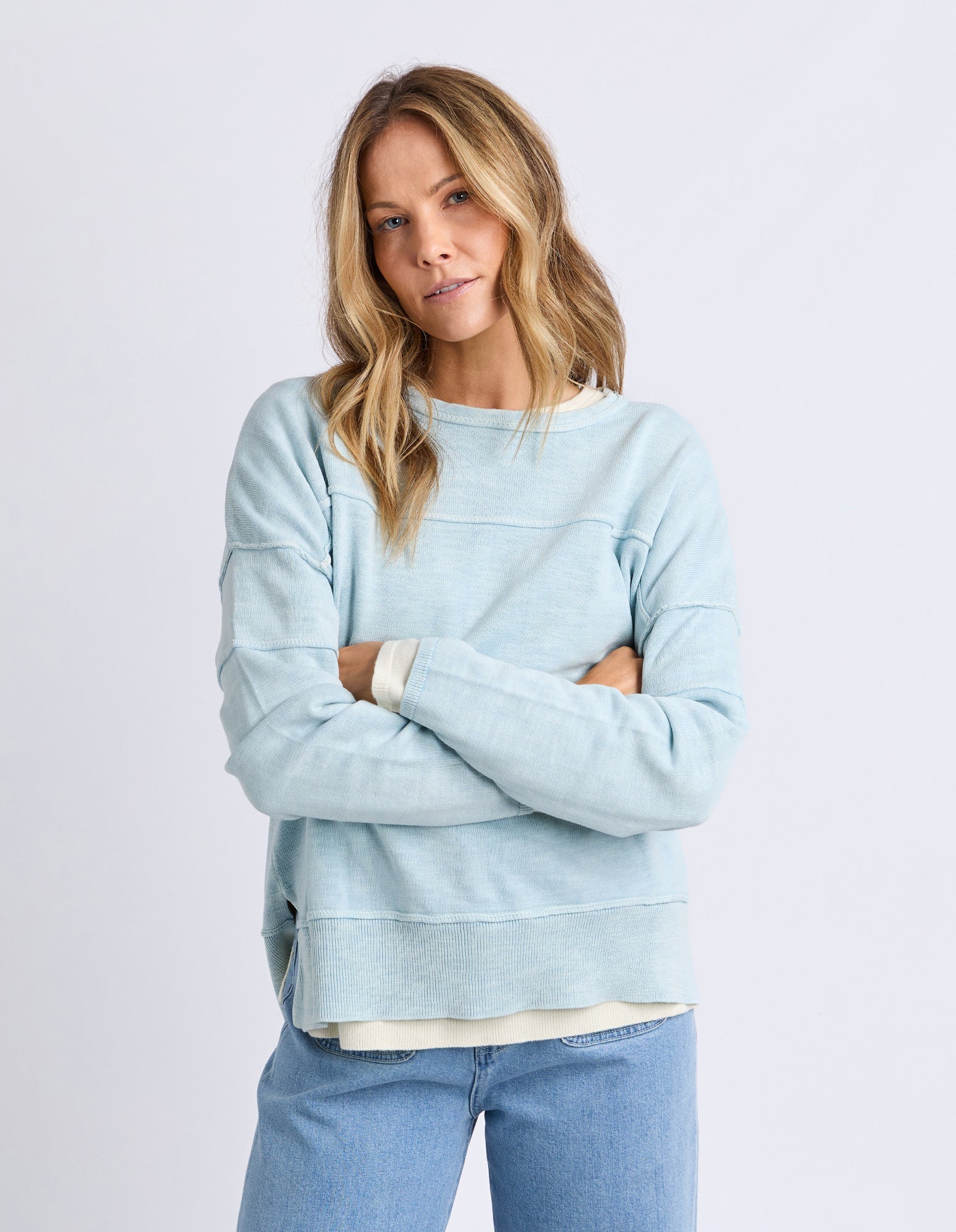 Jayne Throw On Knit Ice Blue