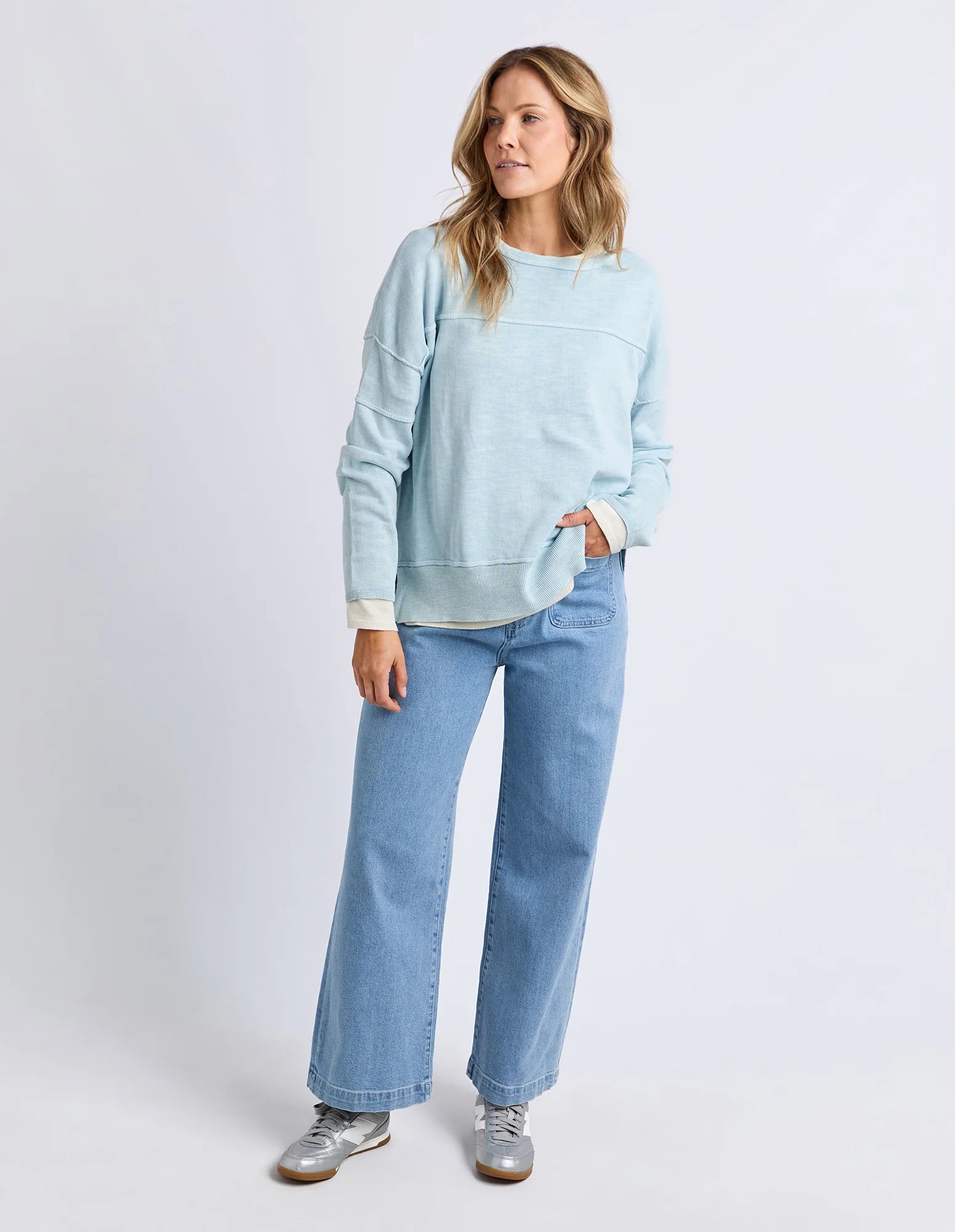Jayne Throw On Knit Ice Blue