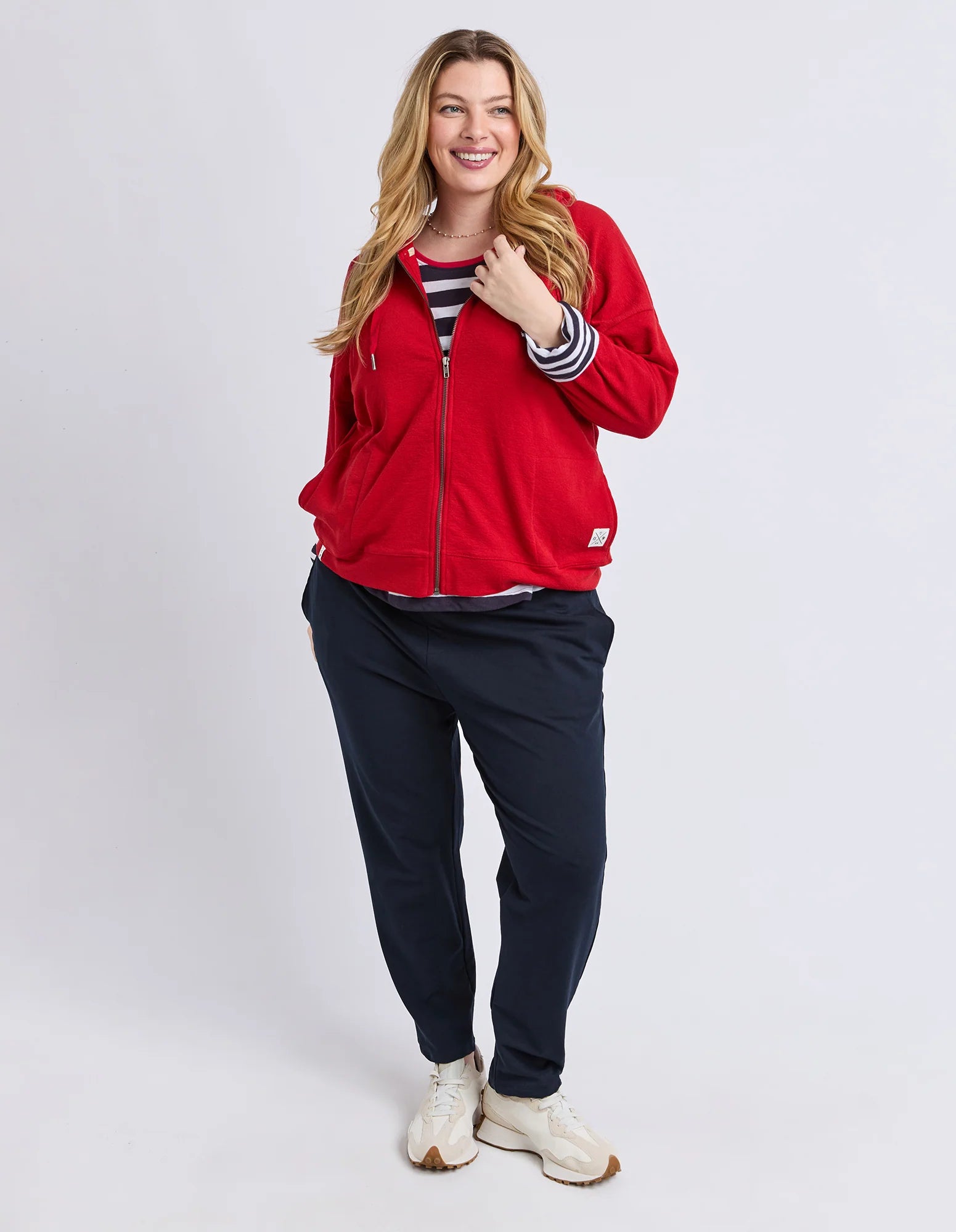 Beachy Long Sleeve Zip Hoodie Cranberry