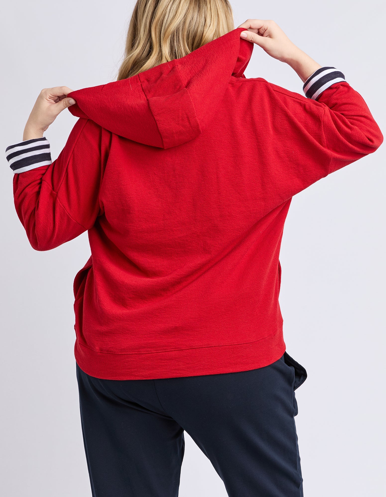 Beachy Long Sleeve Zip Hoodie Cranberry