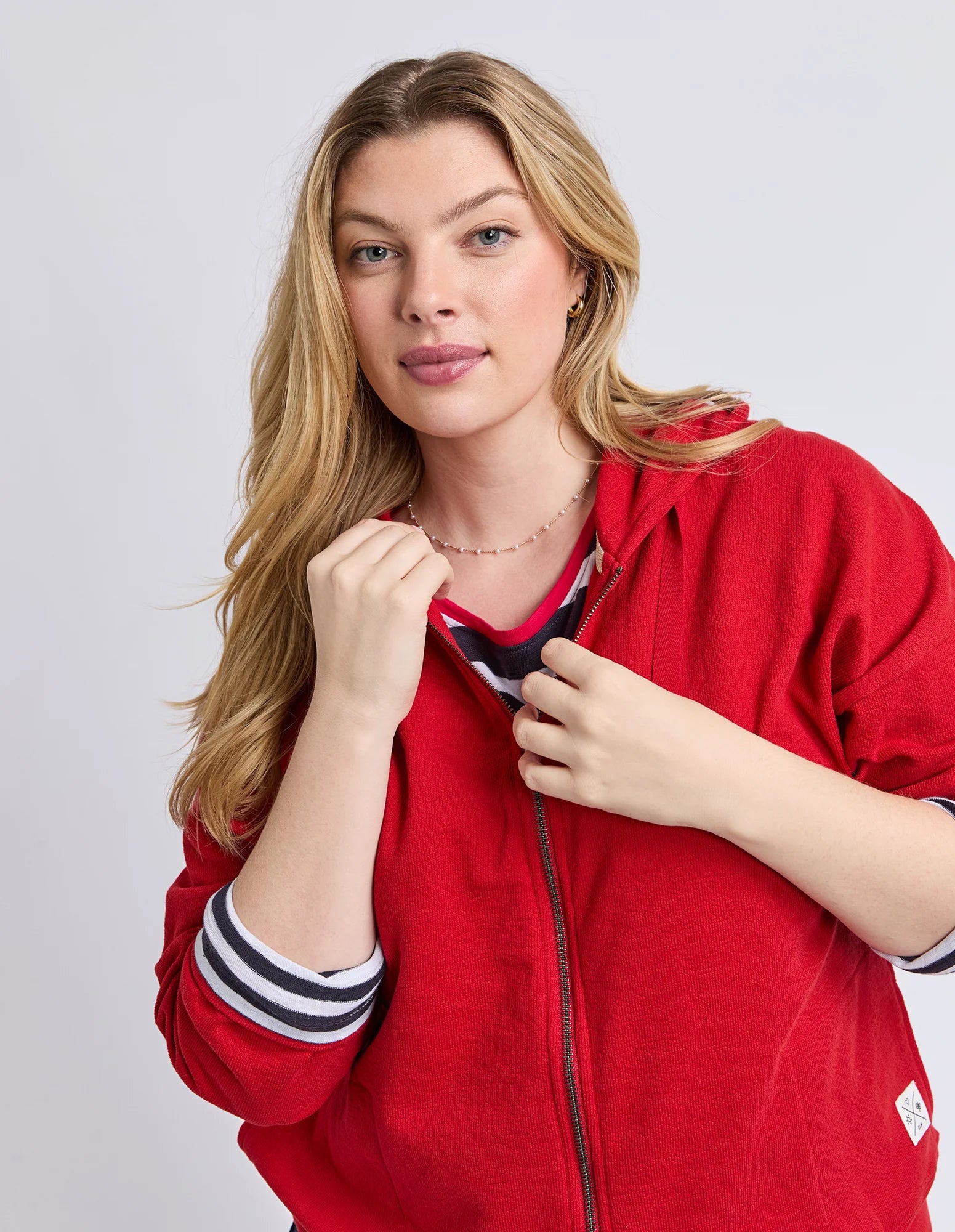Beachy Long Sleeve Zip Hoodie Cranberry