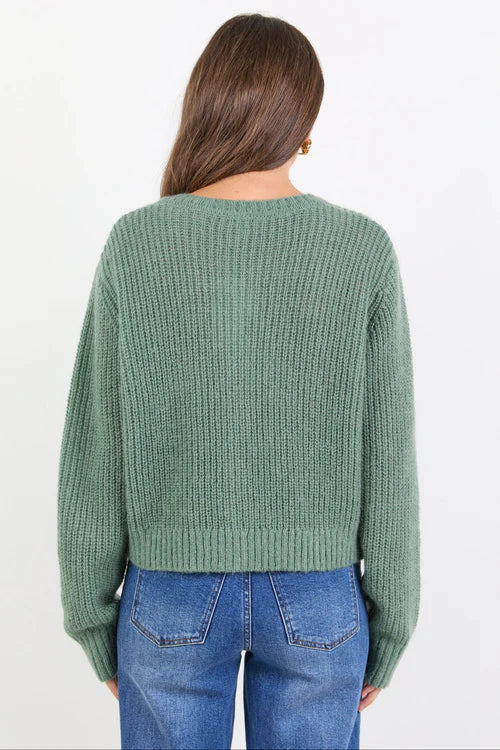 Highlight Sage Mohair Blend
Crewneck Cardigan