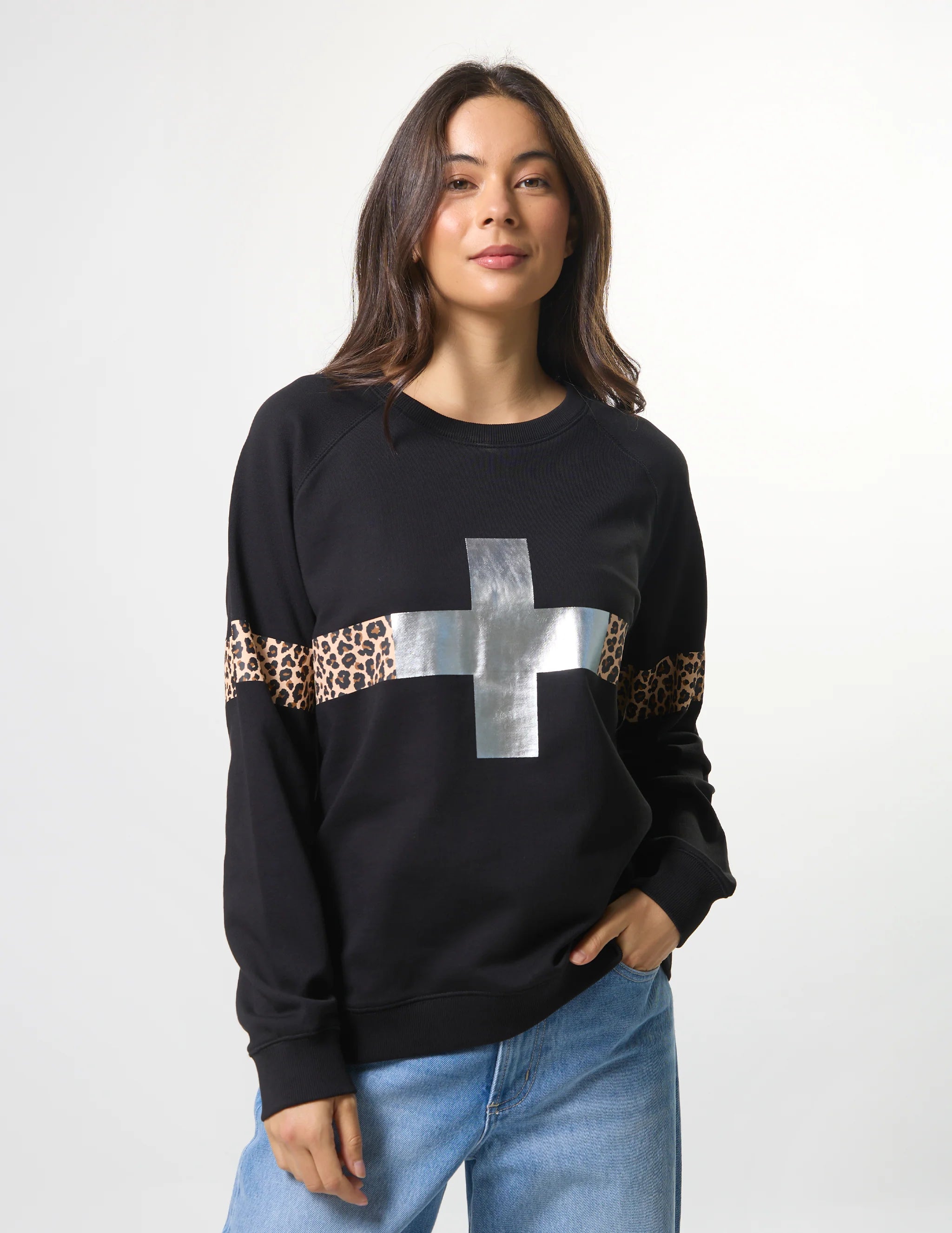 Classic Sweat Silver Cross Leopard