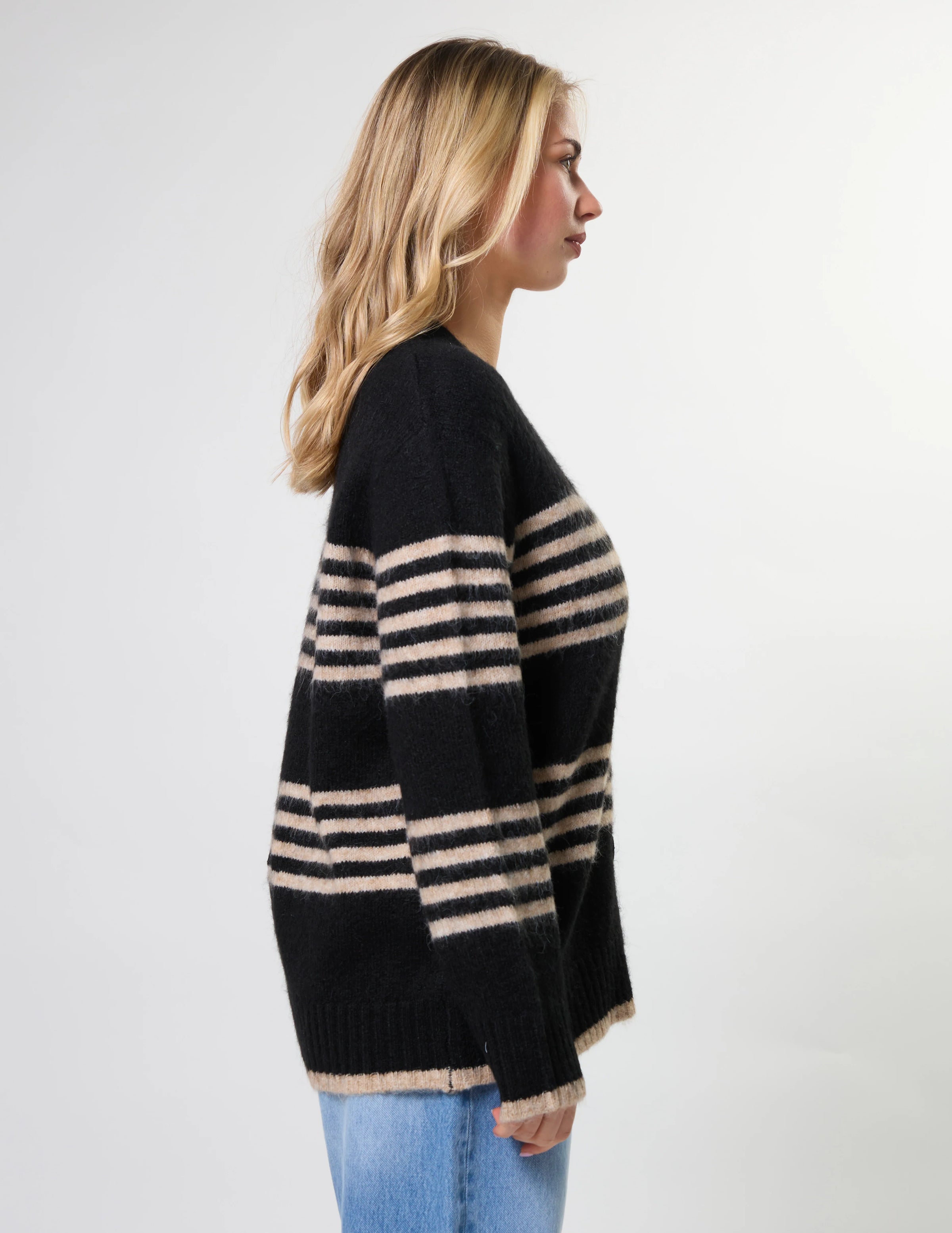 Stripe Cardigan Black Sand