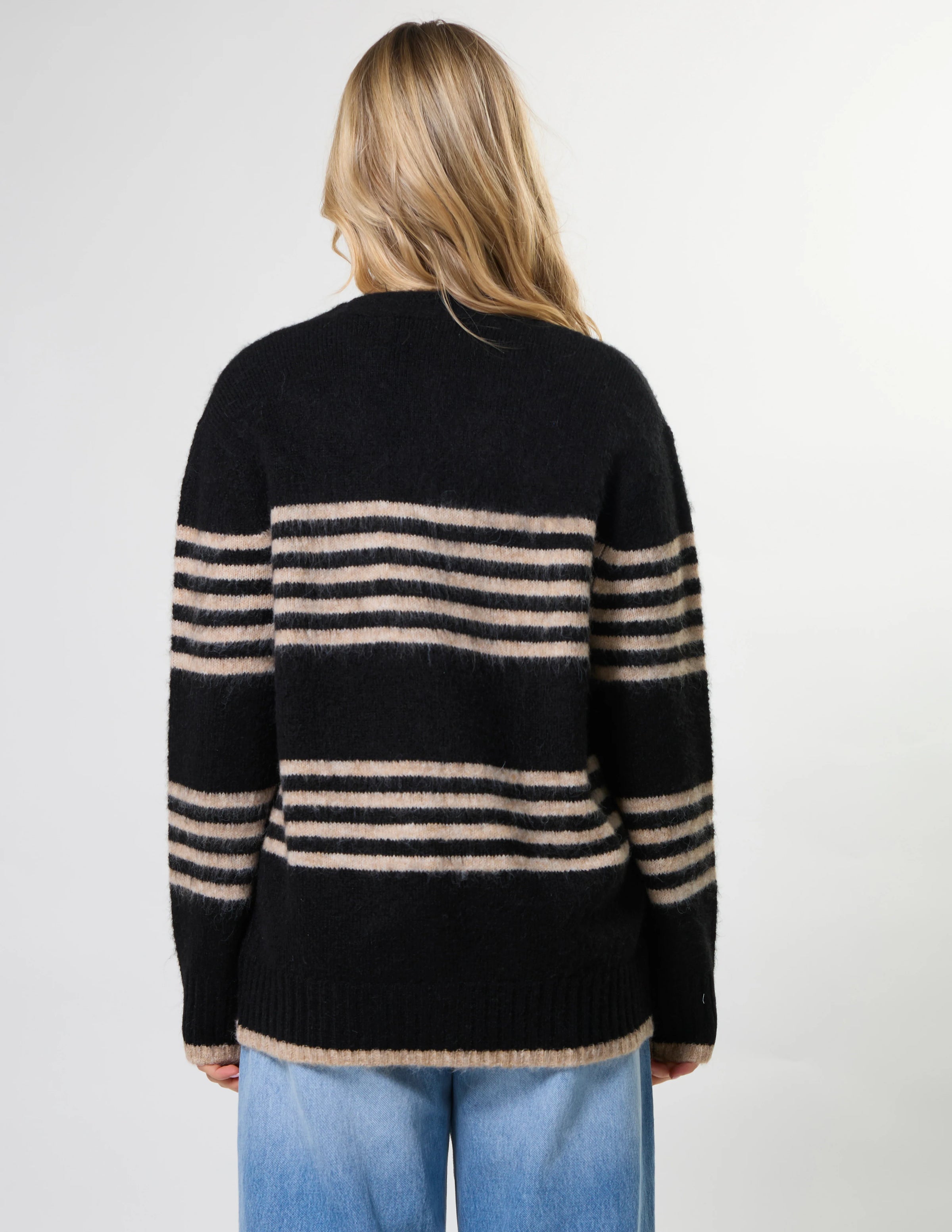 Stripe Cardigan Black Sand