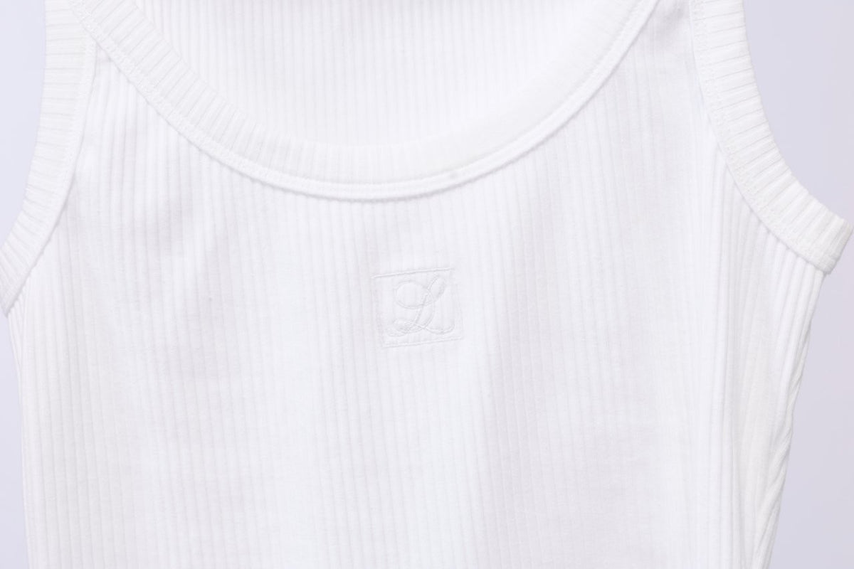 Ruby Rib Singlet White